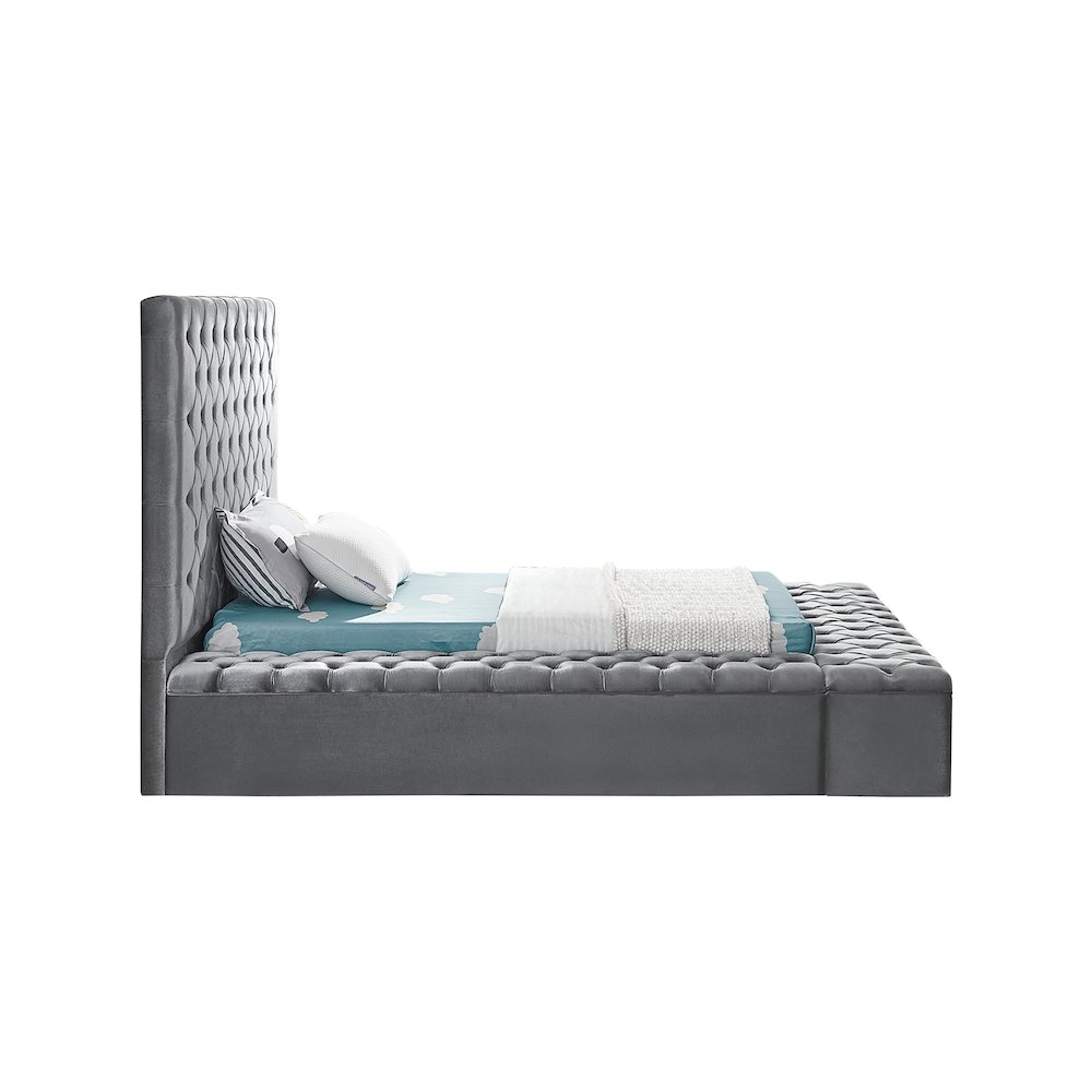 Bliss Grey Velvet Twin Bed. Picture 6