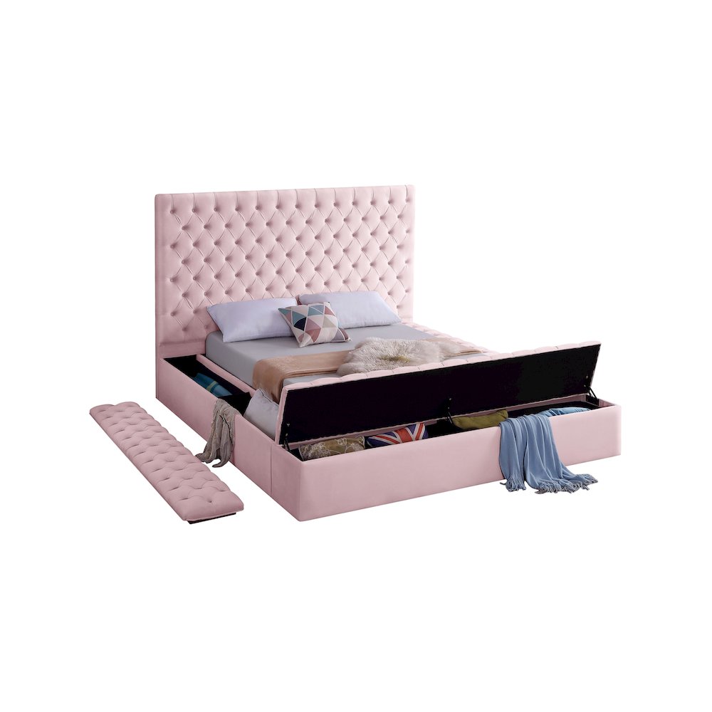 Bliss Pink Velvet Full Bed. Picture 6
