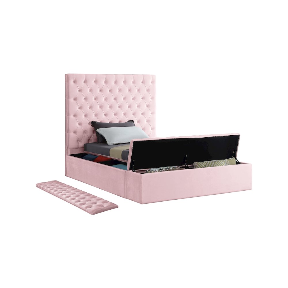 Bliss Pink Velvet Twin Bed. Picture 6