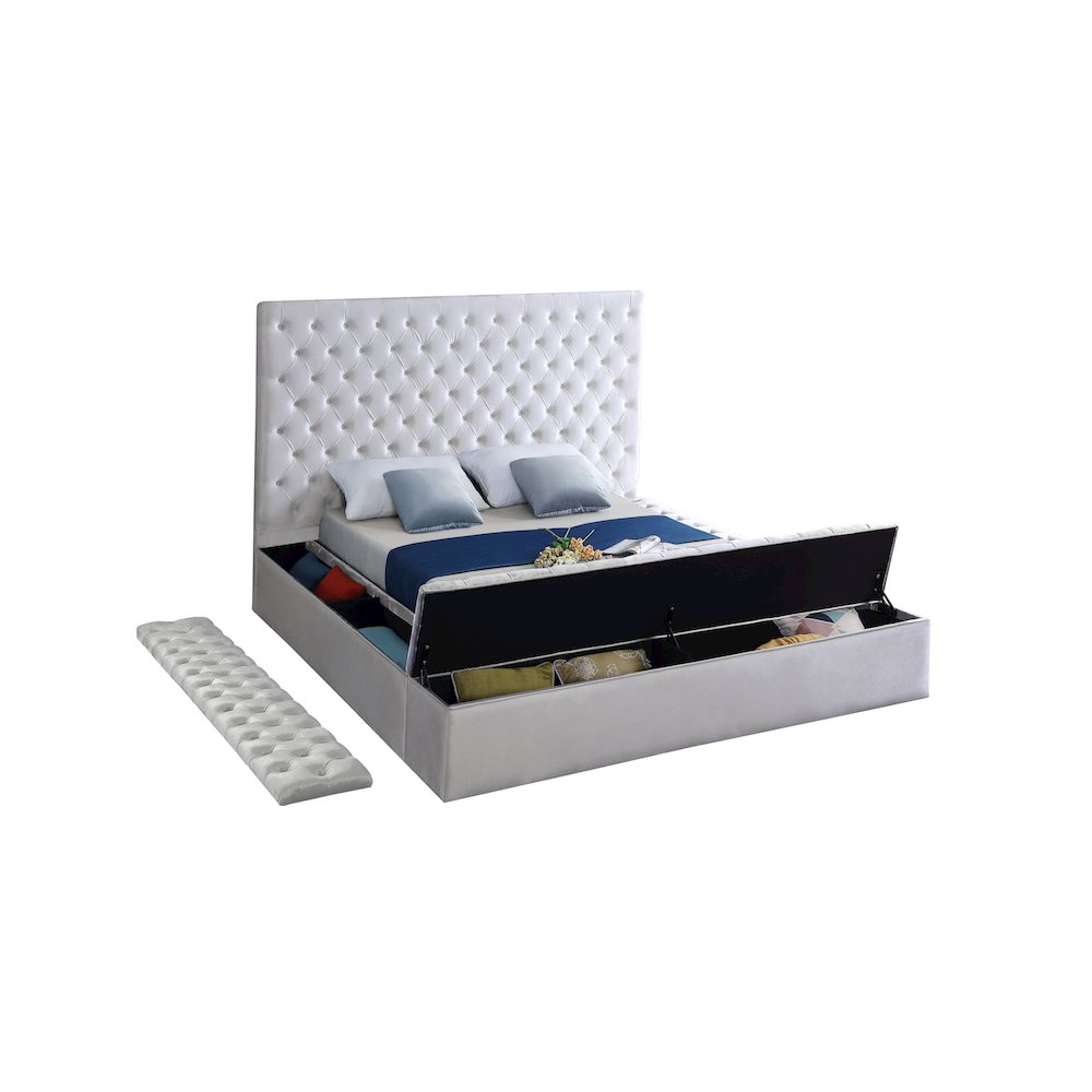 Bliss White Velvet King Bed. Picture 6
