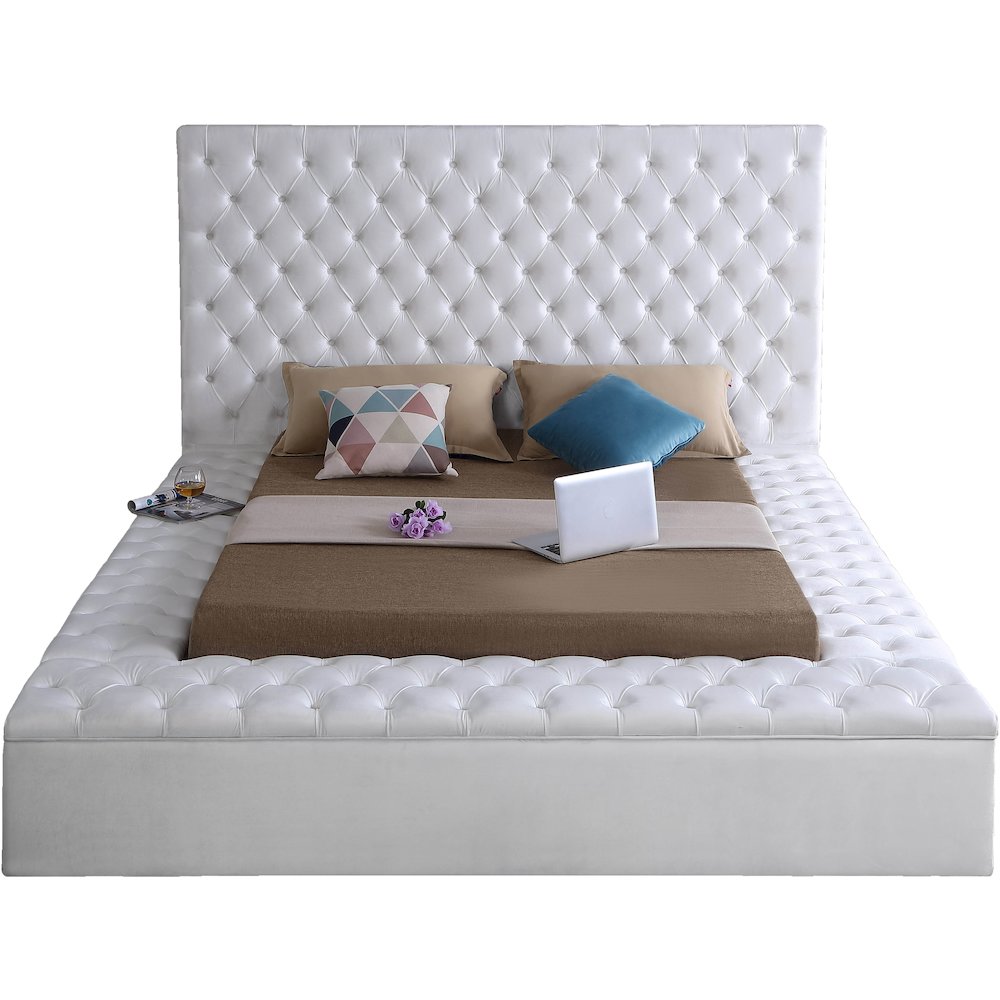 Bliss White Velvet Queen Bed. Picture 4