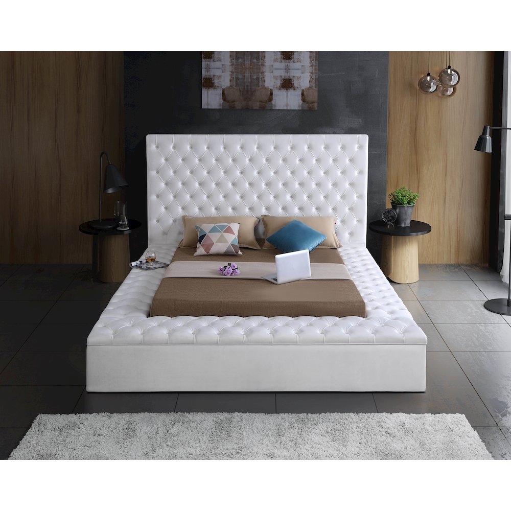 Bliss White Velvet Queen Bed. Picture 5