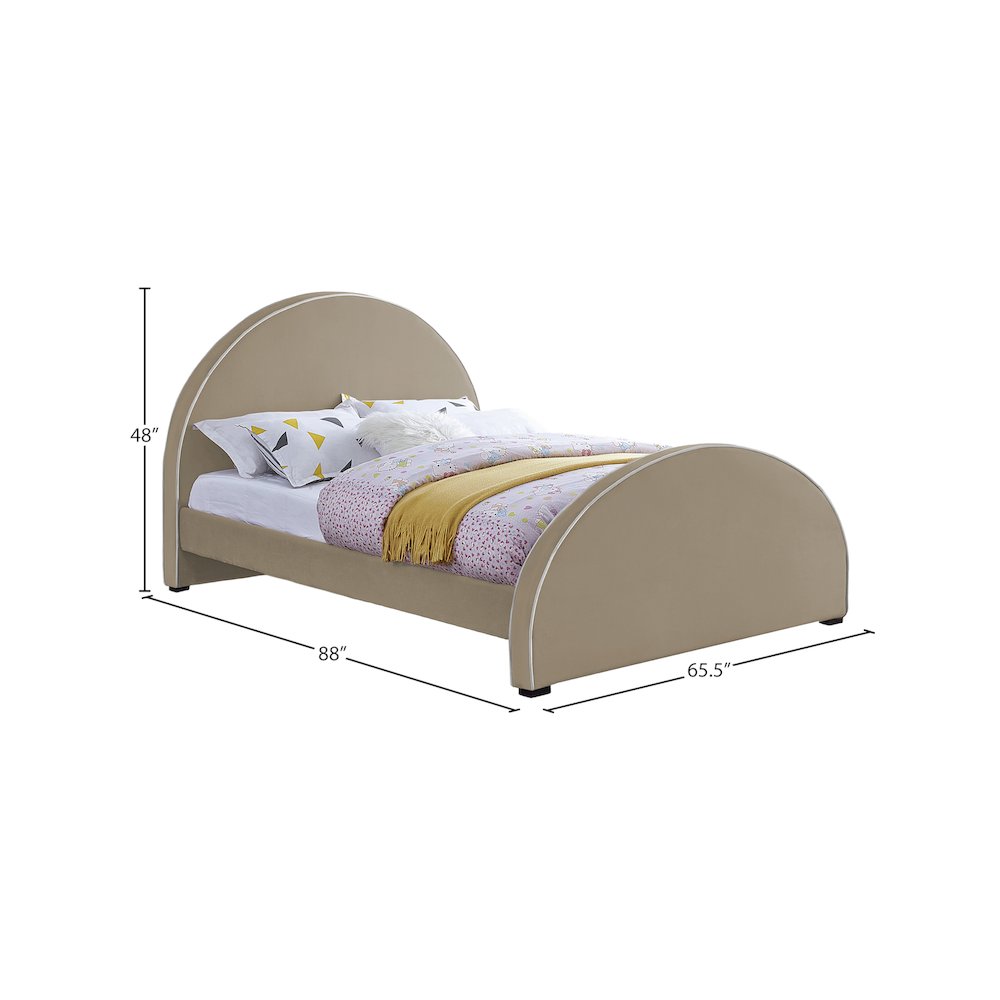 Brody Beige Velvet Queen Bed. Picture 6