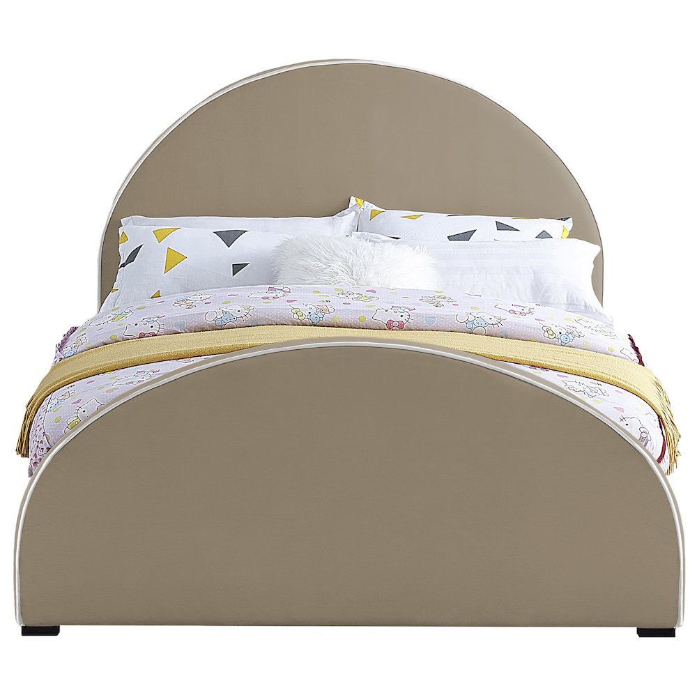 Brody Beige Velvet Queen Bed. Picture 2