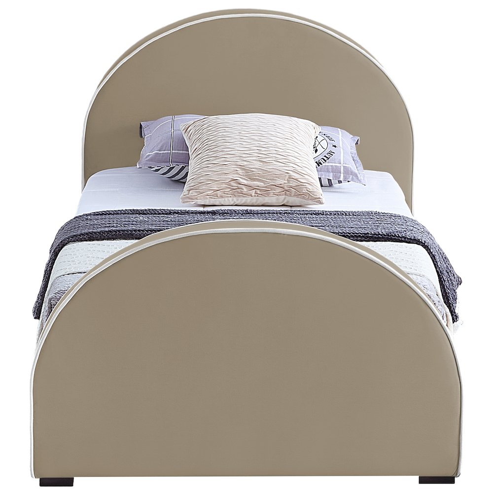 Brody Beige Velvet Twin Bed. Picture 2