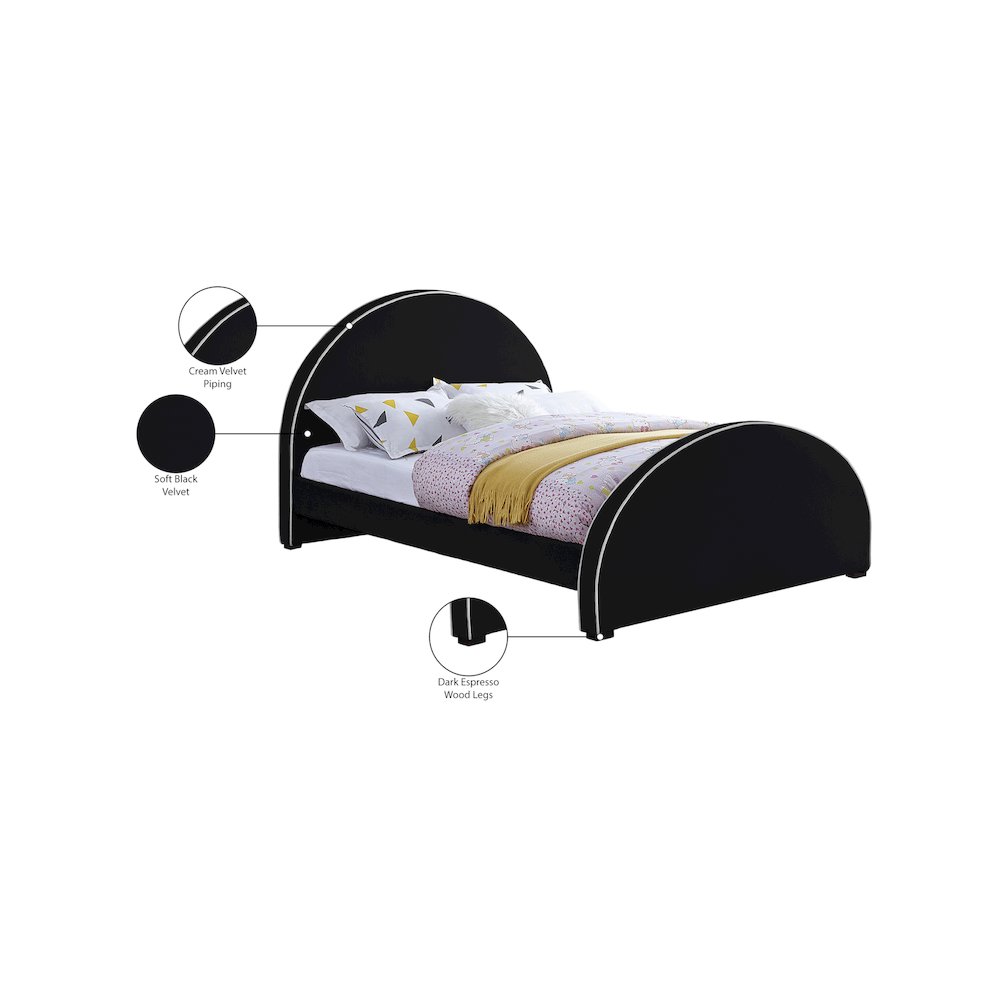 Brody Black Velvet Full Bed. Picture 7