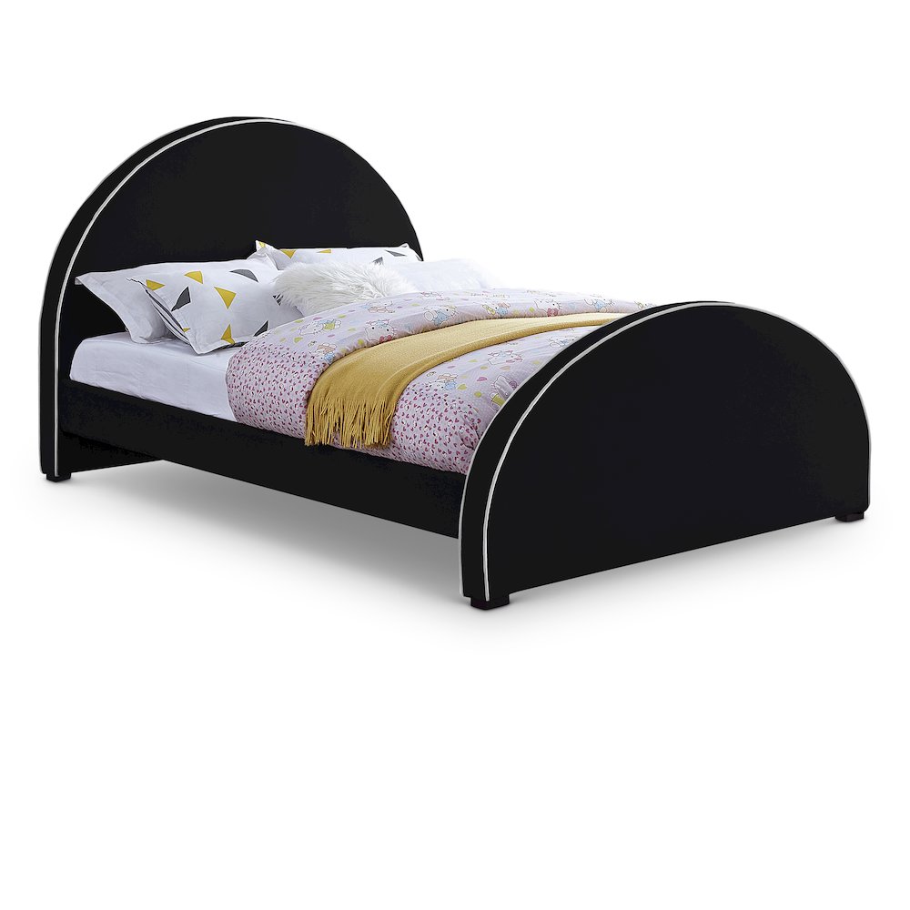 Brody Black Velvet Full Bed. Picture 1
