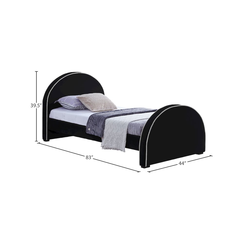 Brody Black Velvet Twin Bed. Picture 6