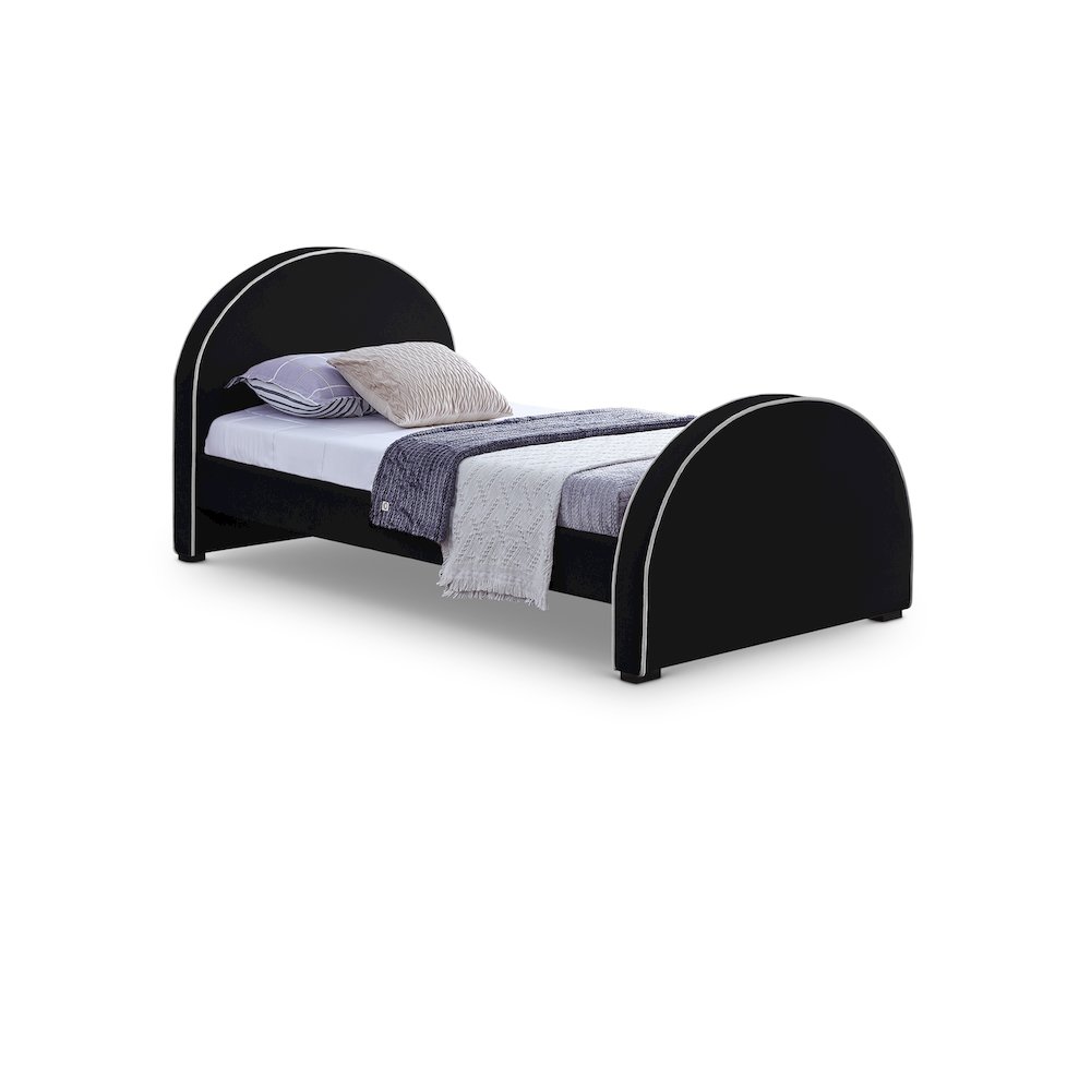 Brody Black Velvet Twin Bed. Picture 1