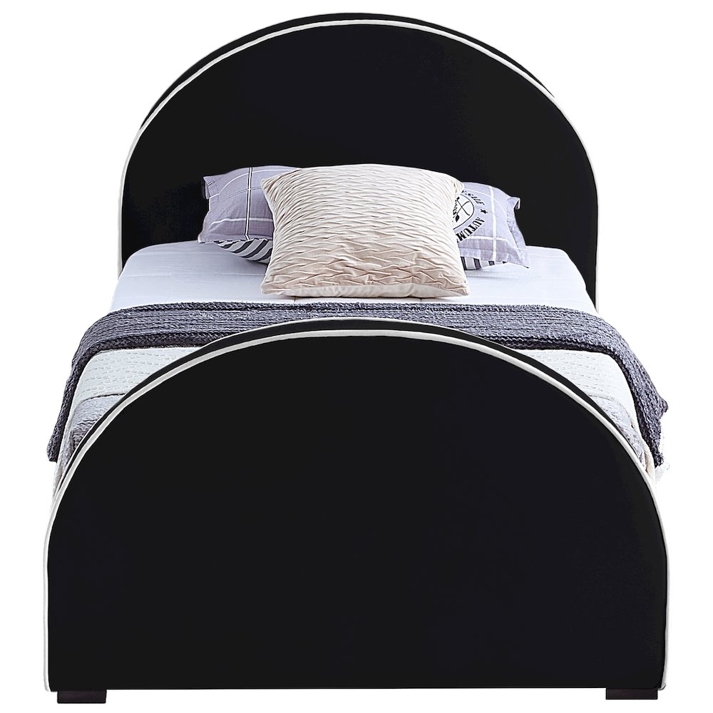 Brody Black Velvet Twin Bed. Picture 2