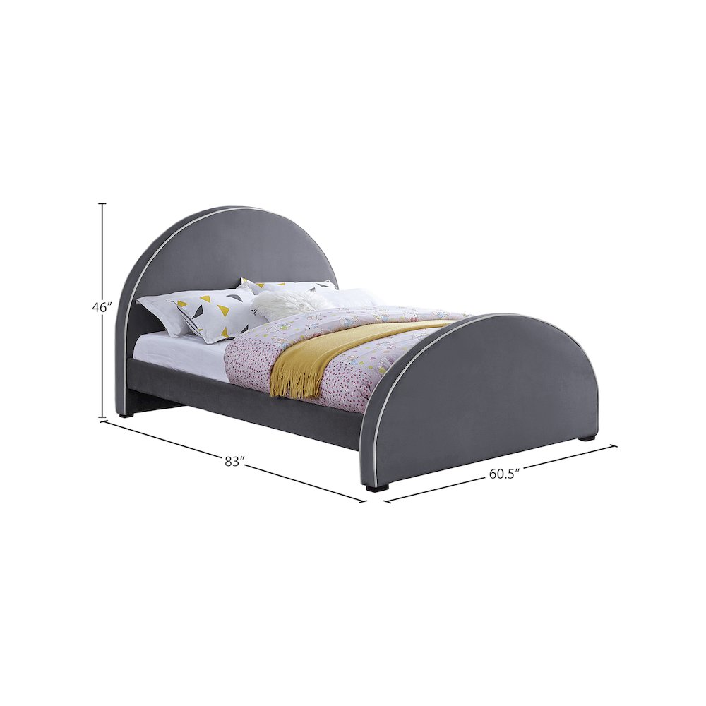 Brody Grey Velvet Full Bed. Picture 6