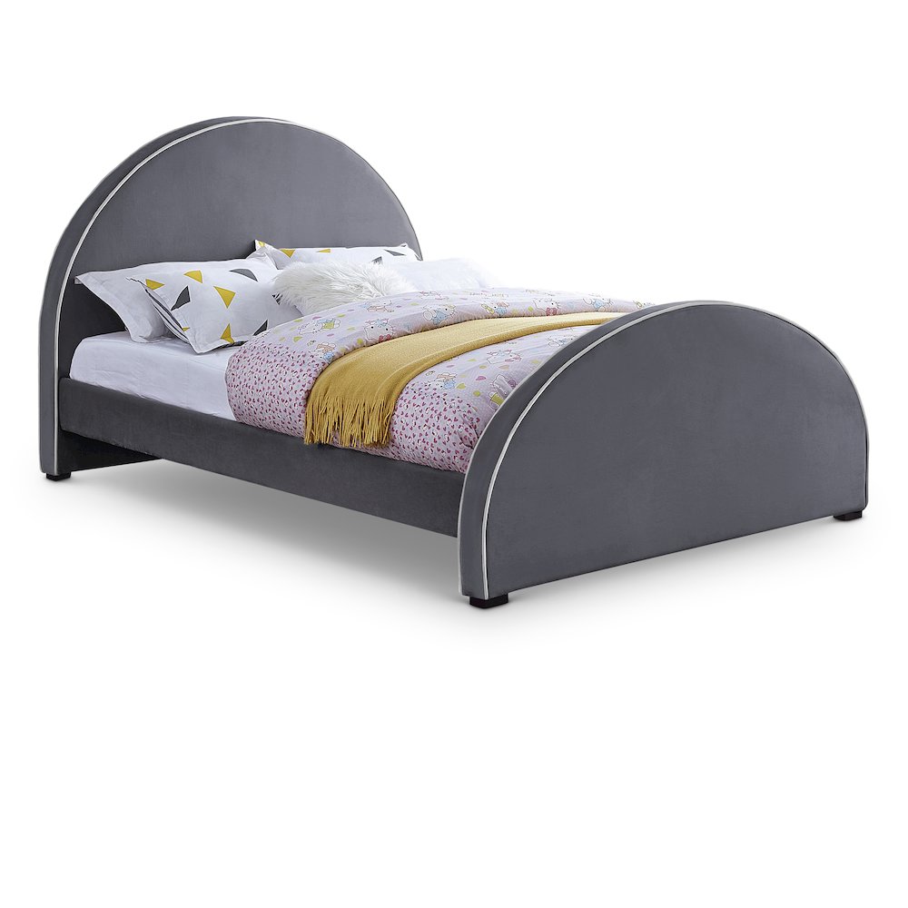 Brody Grey Velvet Full Bed. Picture 1