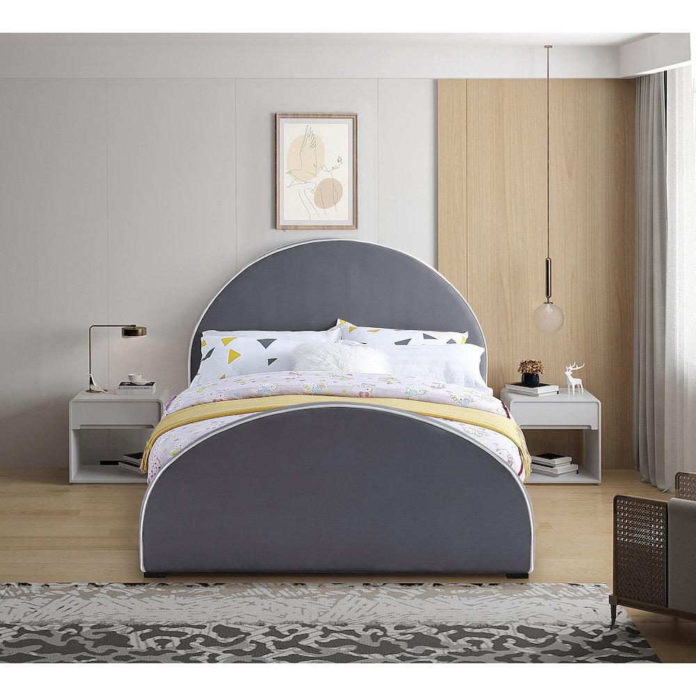 Brody Grey Velvet Full Bed. Picture 3