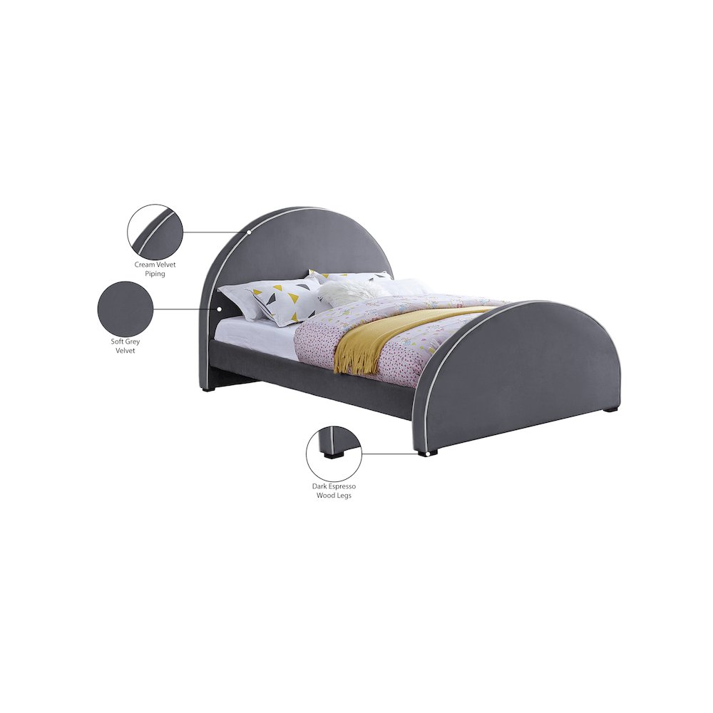 Brody Grey Velvet Queen Bed. Picture 7