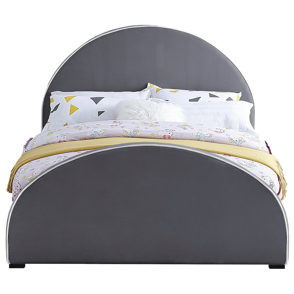 Brody Grey Velvet Queen Bed. Picture 2