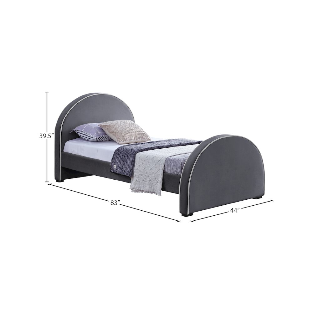 Brody Grey Velvet Twin Bed. Picture 6
