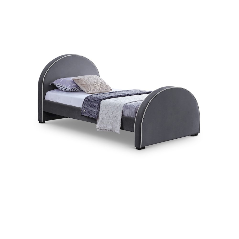 Brody Grey Velvet Twin Bed. Picture 1