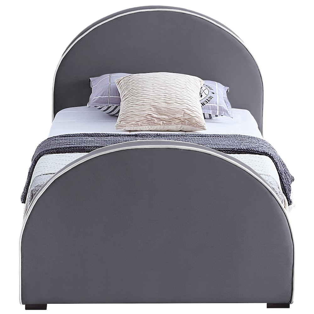 Brody Grey Velvet Twin Bed. Picture 2