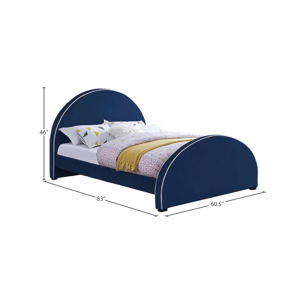 Brody Navy Velvet Full Bed. Picture 6