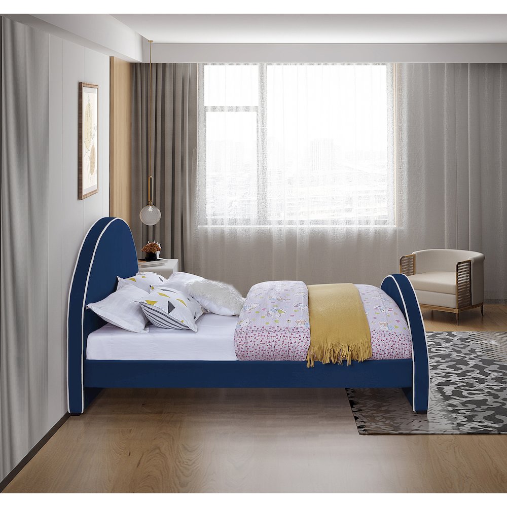 Brody Navy Velvet Full Bed. Picture 4