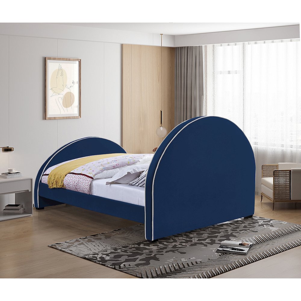 Brody Navy Velvet Full Bed. Picture 5