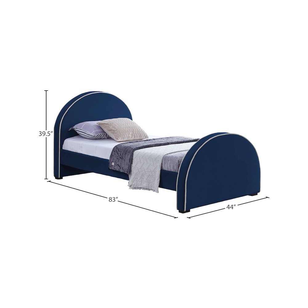 Brody Navy Velvet Twin Bed. Picture 6