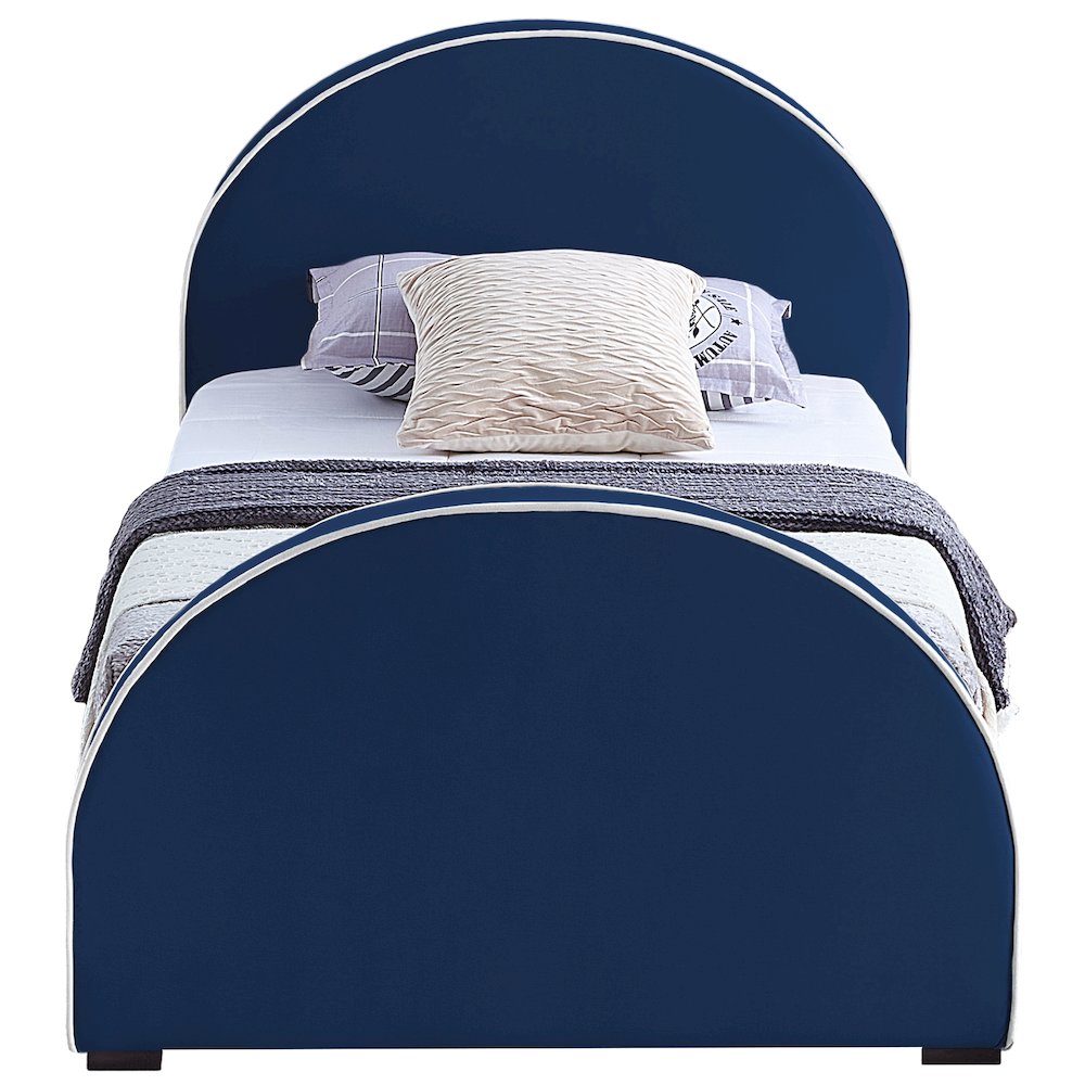 Brody Navy Velvet Twin Bed. Picture 2