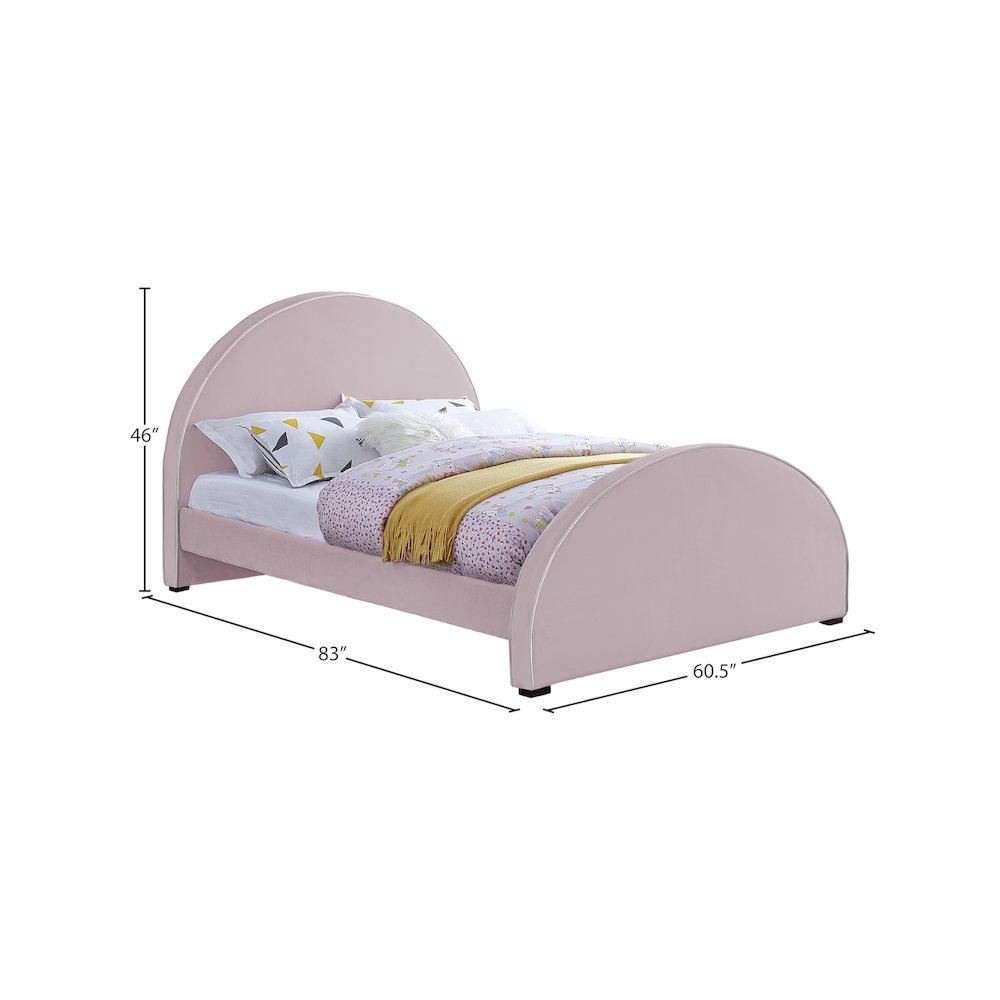 Brody Pink Velvet Full Bed. Picture 6
