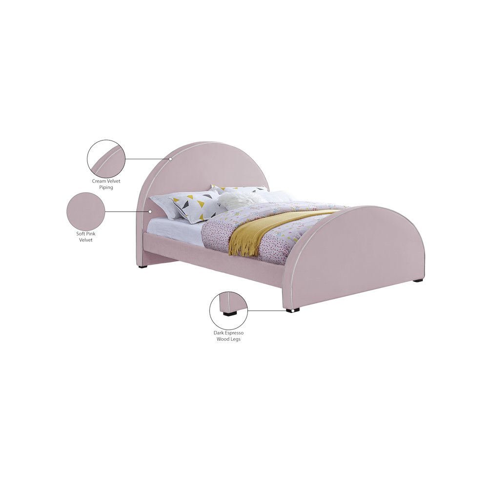 Brody Pink Velvet Full Bed. Picture 7