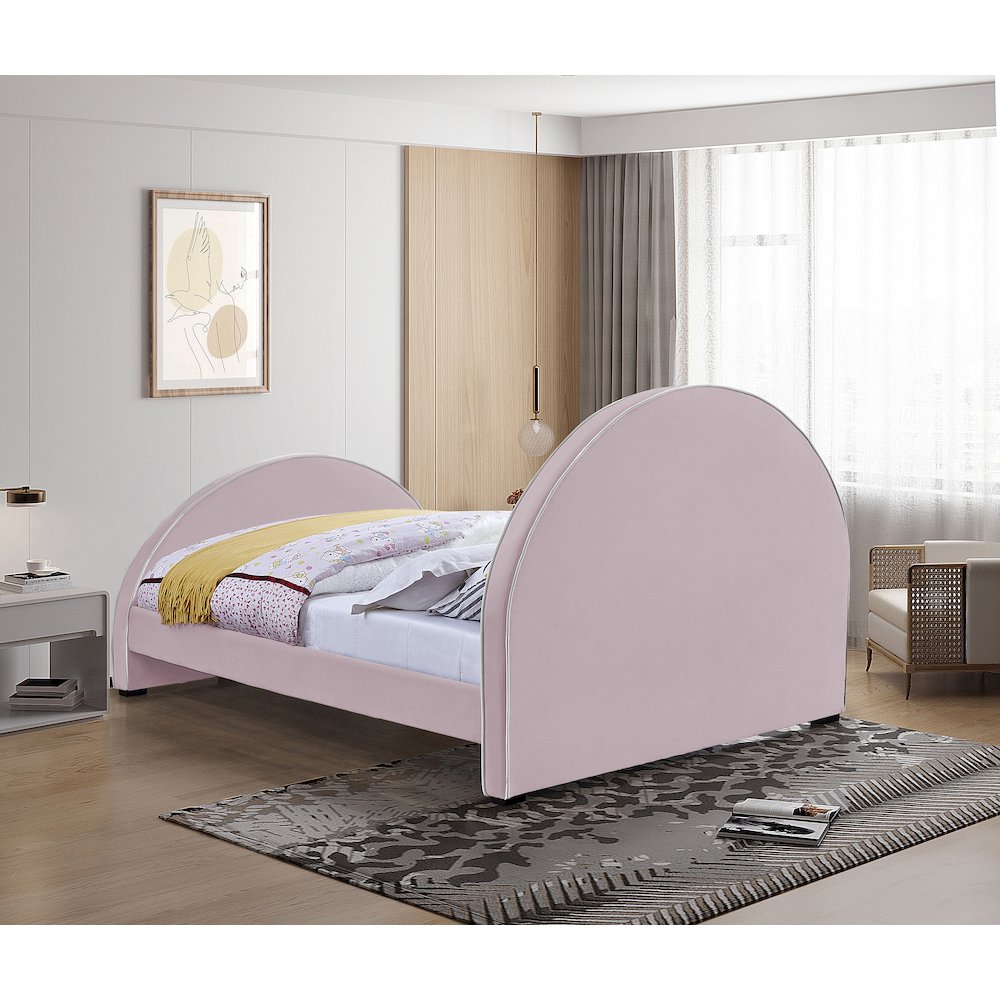 Brody Pink Velvet Full Bed. Picture 5