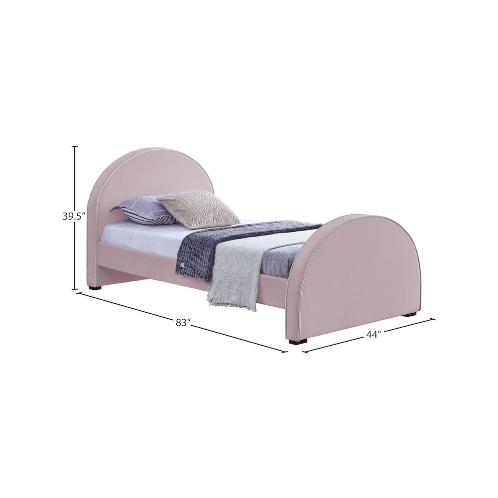 Brody Pink Velvet Twin Bed. Picture 6