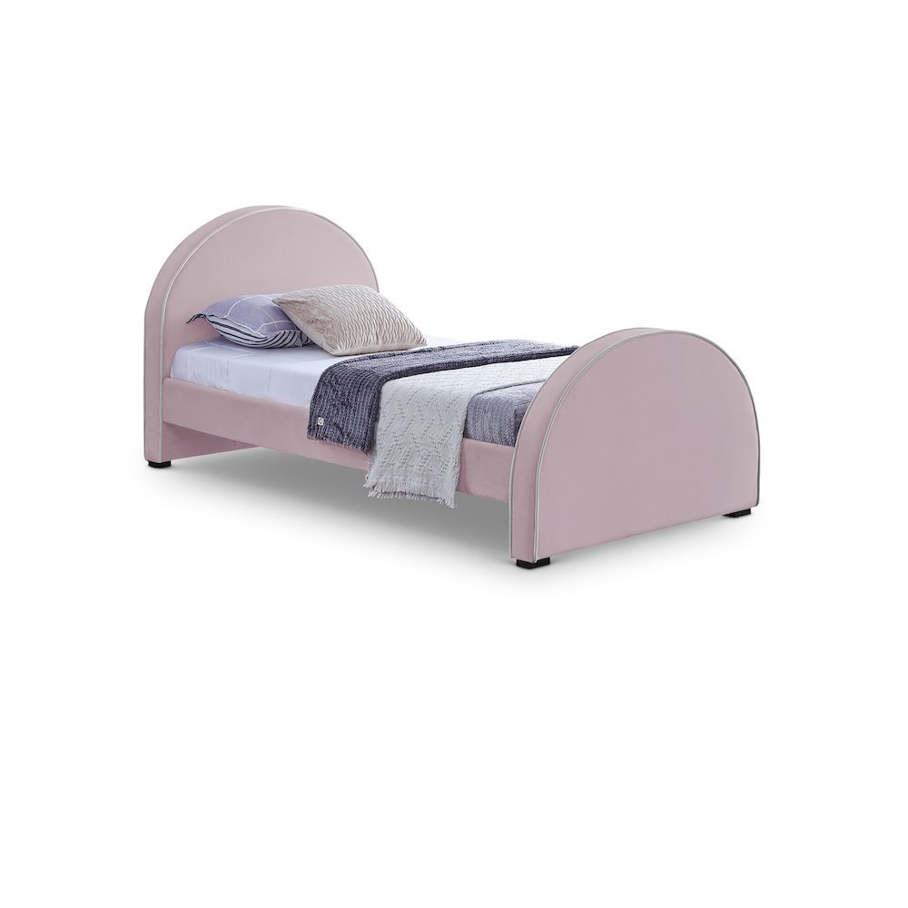 Brody Pink Velvet Twin Bed. Picture 1