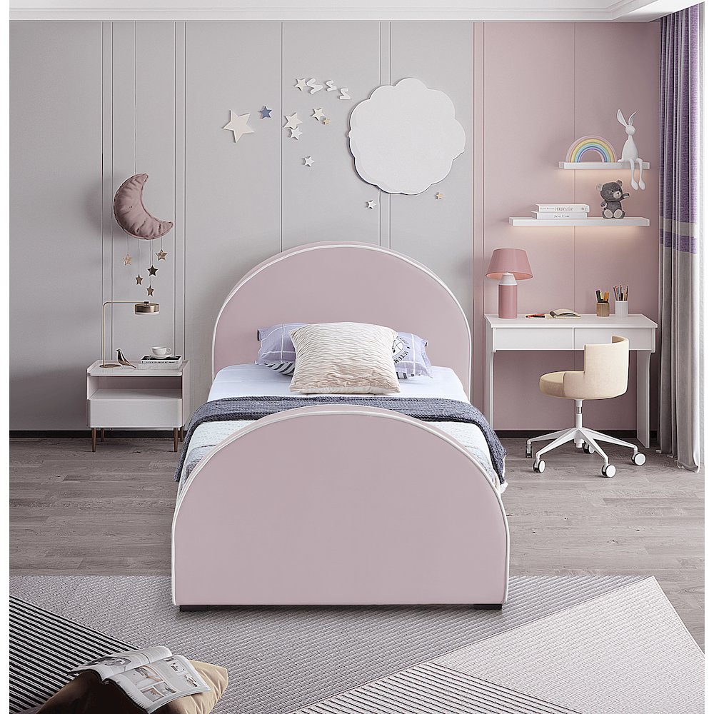 Brody Pink Velvet Twin Bed. Picture 3