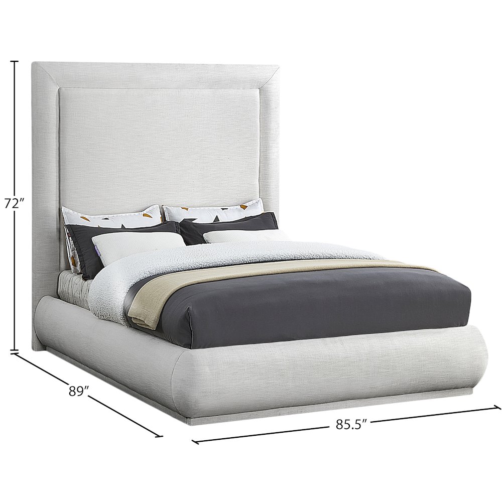 Brooke Cream Linen Textured Fabric King Bed. Picture 7