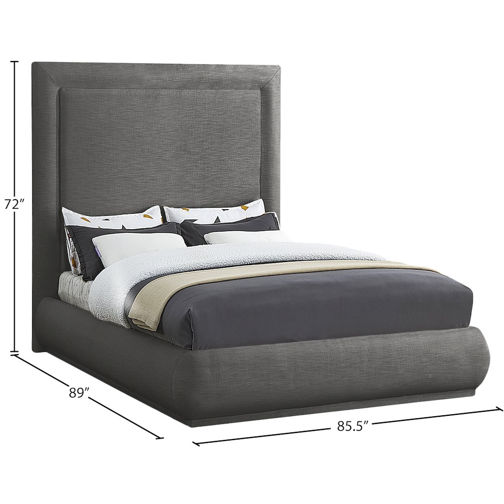 Brooke Grey Linen Textured Fabric King Bed. Picture 7