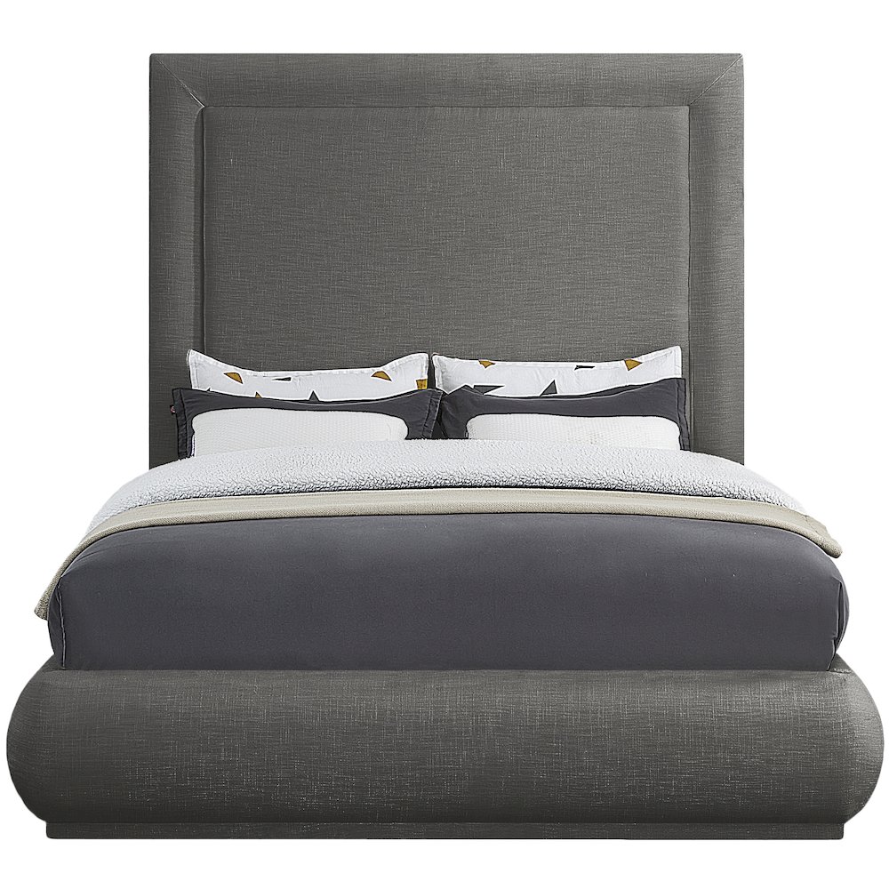 Brooke Grey Linen Textured Fabric King Bed. Picture 2
