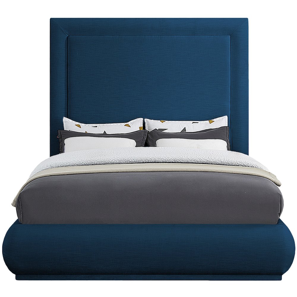 Brooke Navy Linen Textured Fabric King Bed. Picture 2
