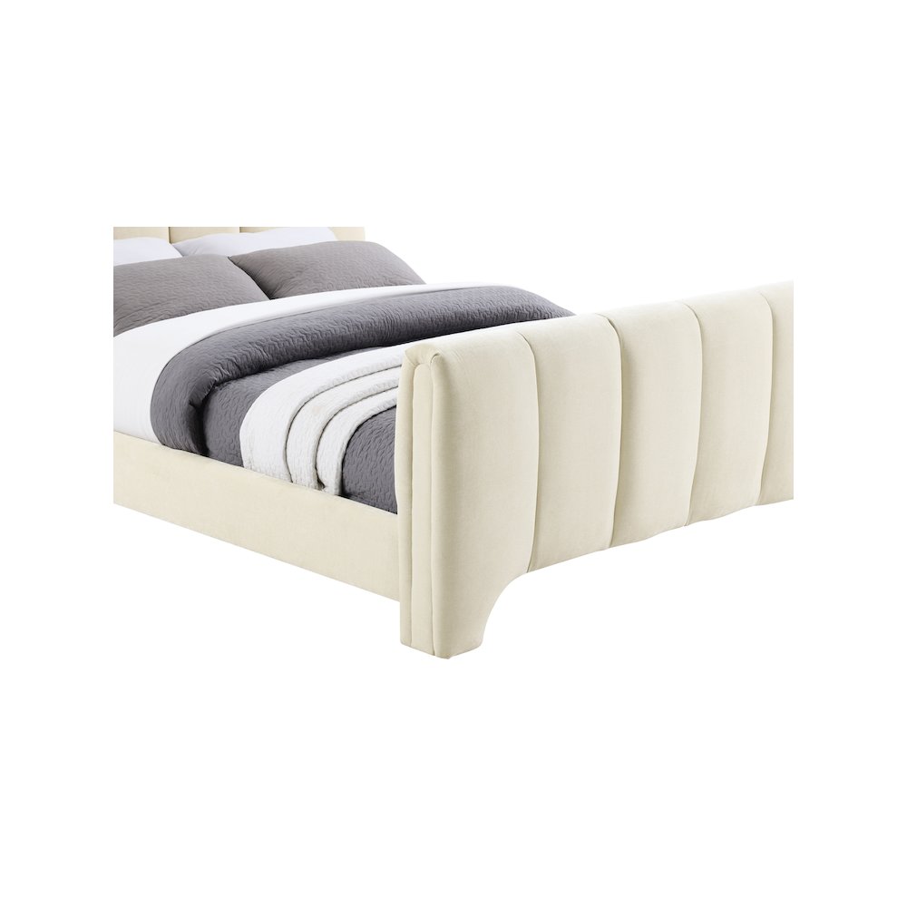 Camila Beige Chenille Fabric King Bed. Picture 5