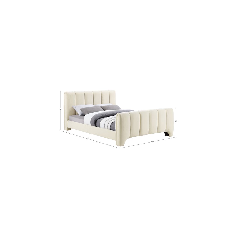Camila Beige Chenille Fabric Queen Bed. Picture 9