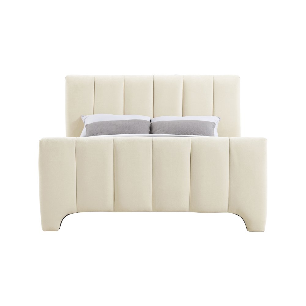 Camila Beige Chenille Fabric Queen Bed. Picture 2