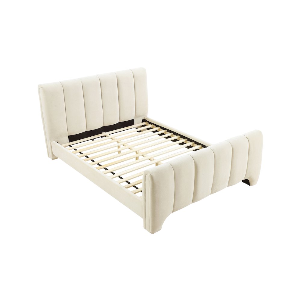 Camila Beige Chenille Fabric Queen Bed. Picture 6