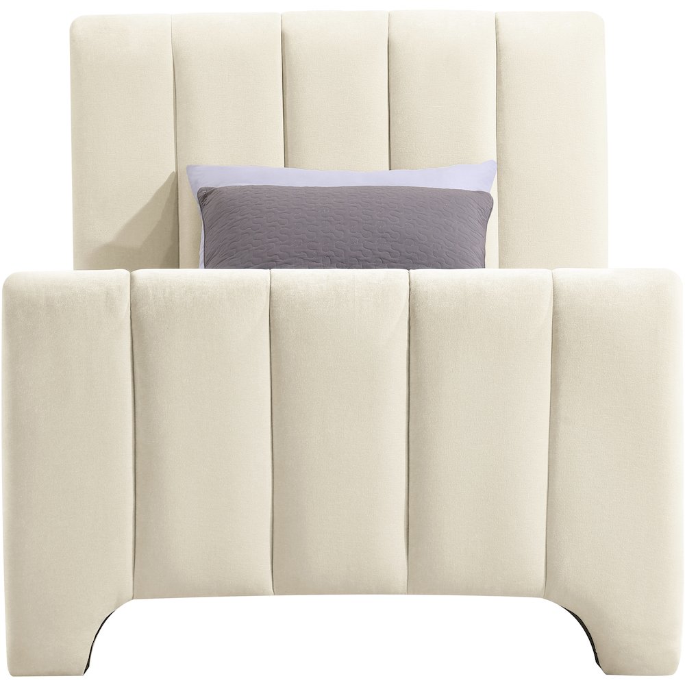 Camila Beige Chenille Fabric Twin Bed. Picture 2