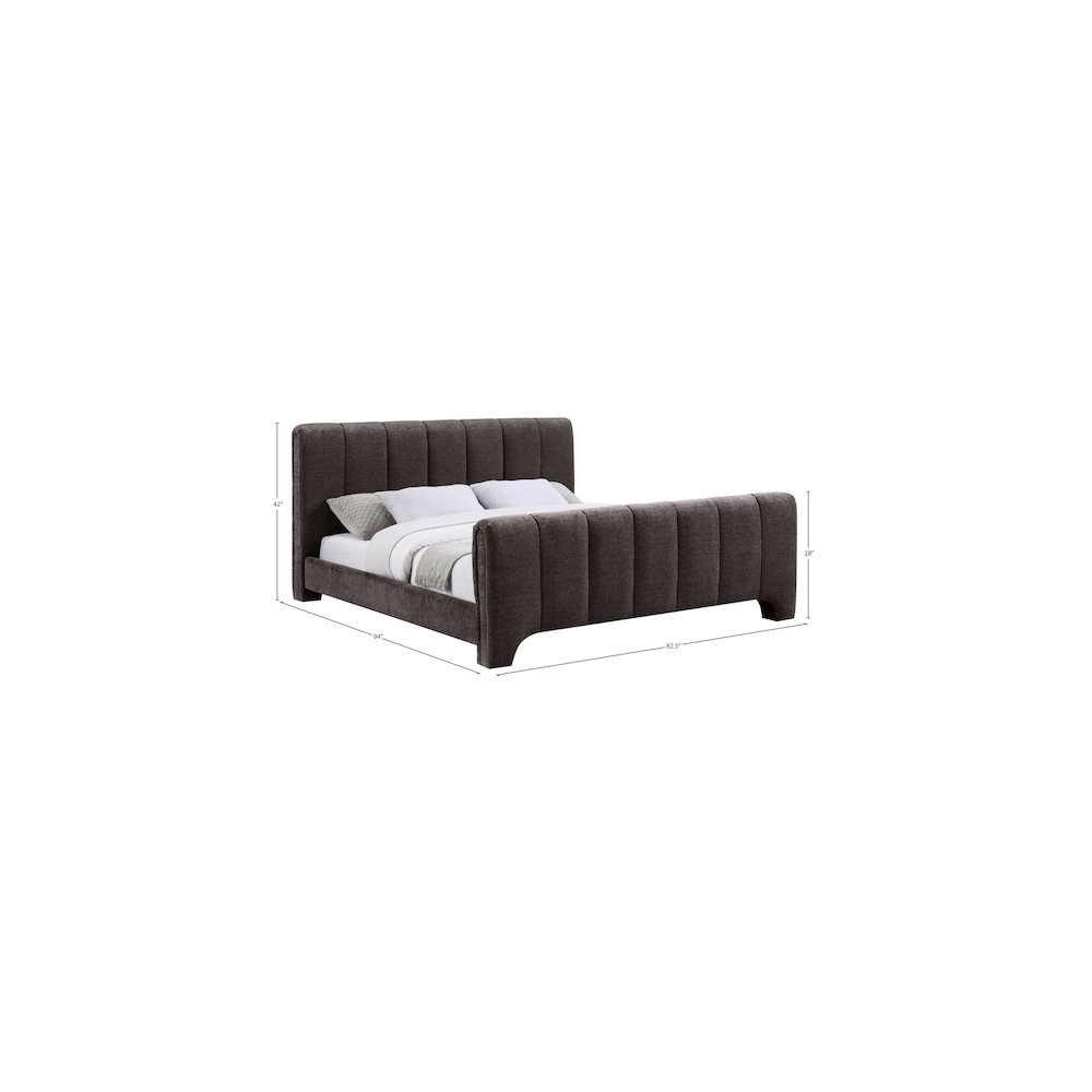 Camila Brown Chenille Fabric King Bed. Picture 9