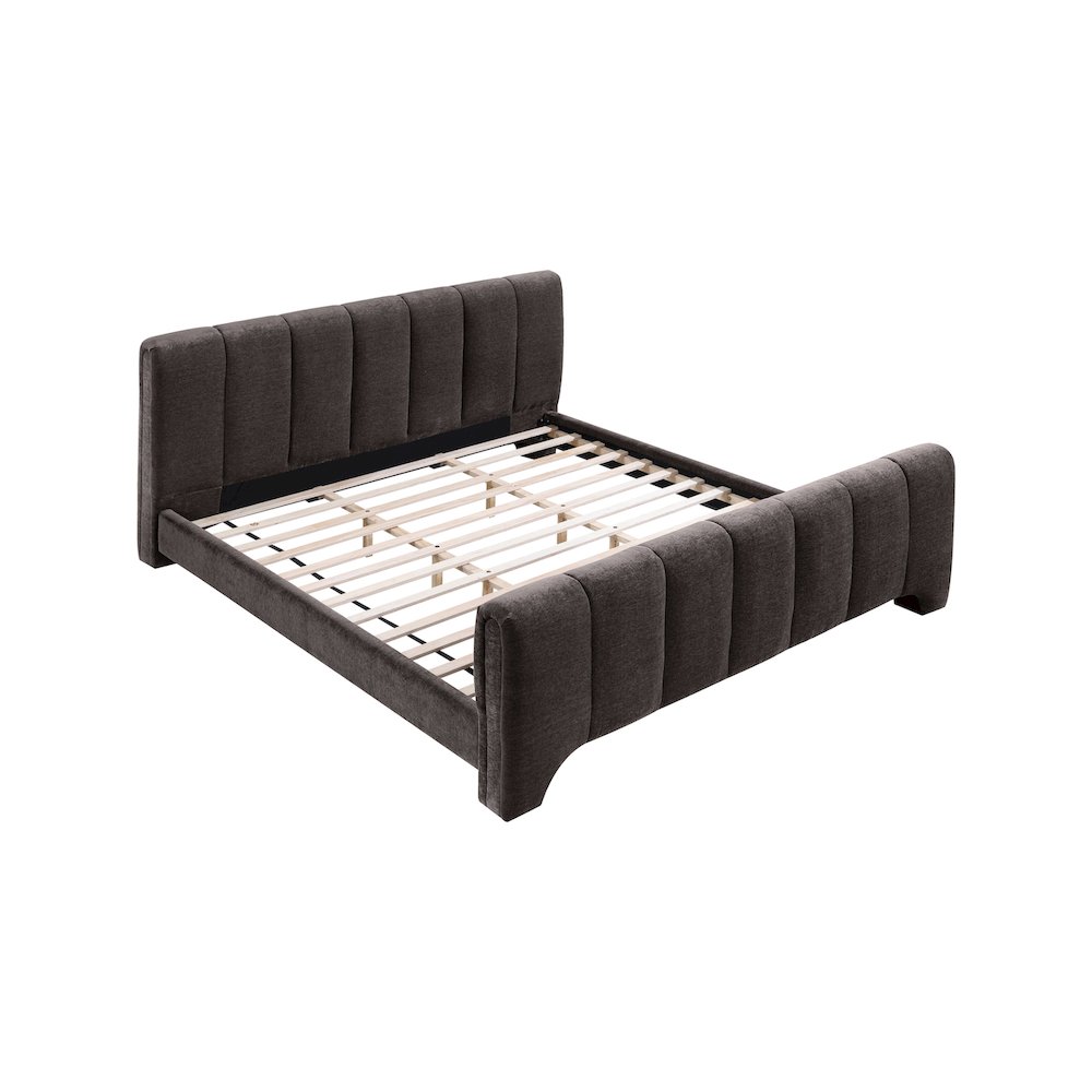 Camila Brown Chenille Fabric King Bed. Picture 6
