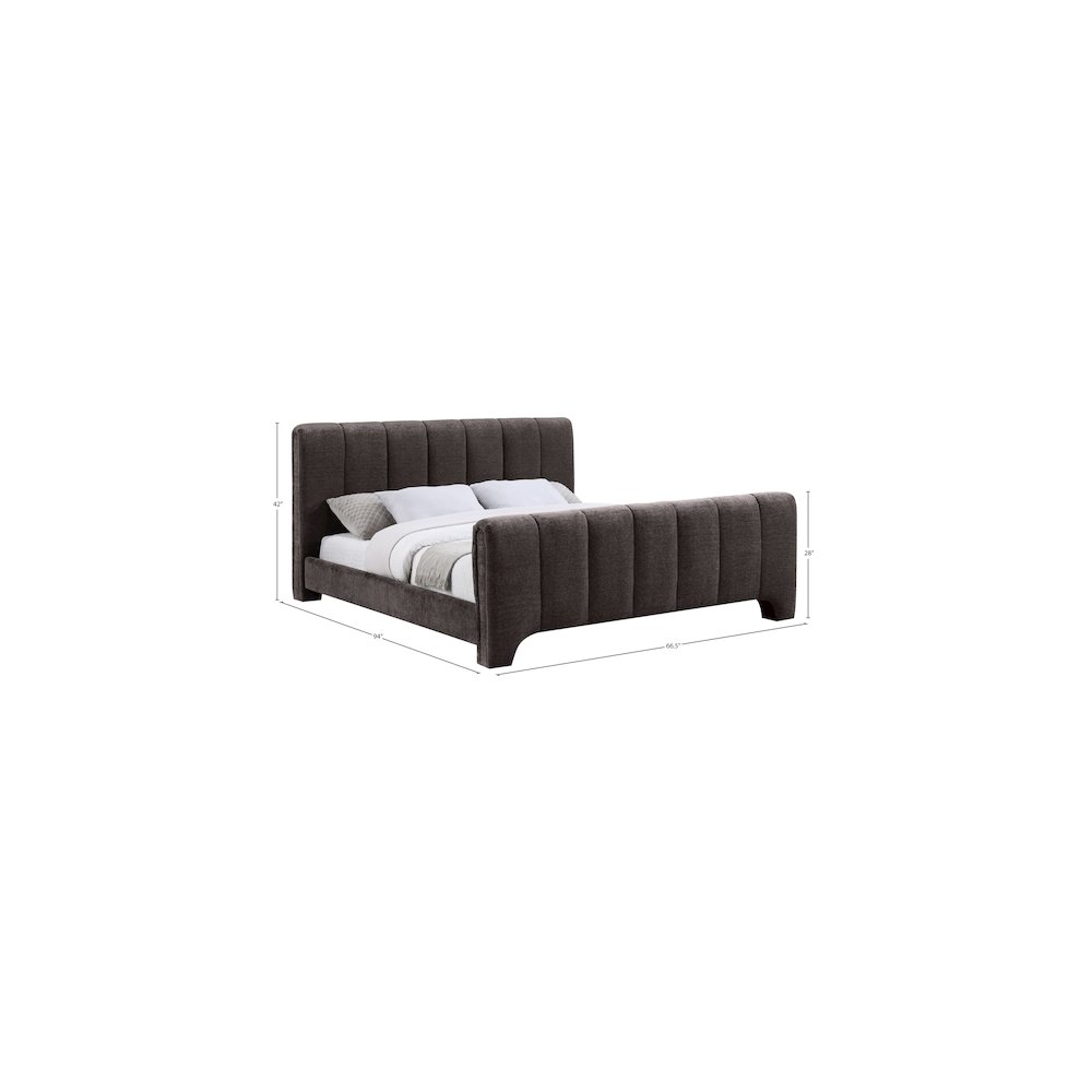 Camila Brown Chenille Fabric Queen Bed. Picture 9