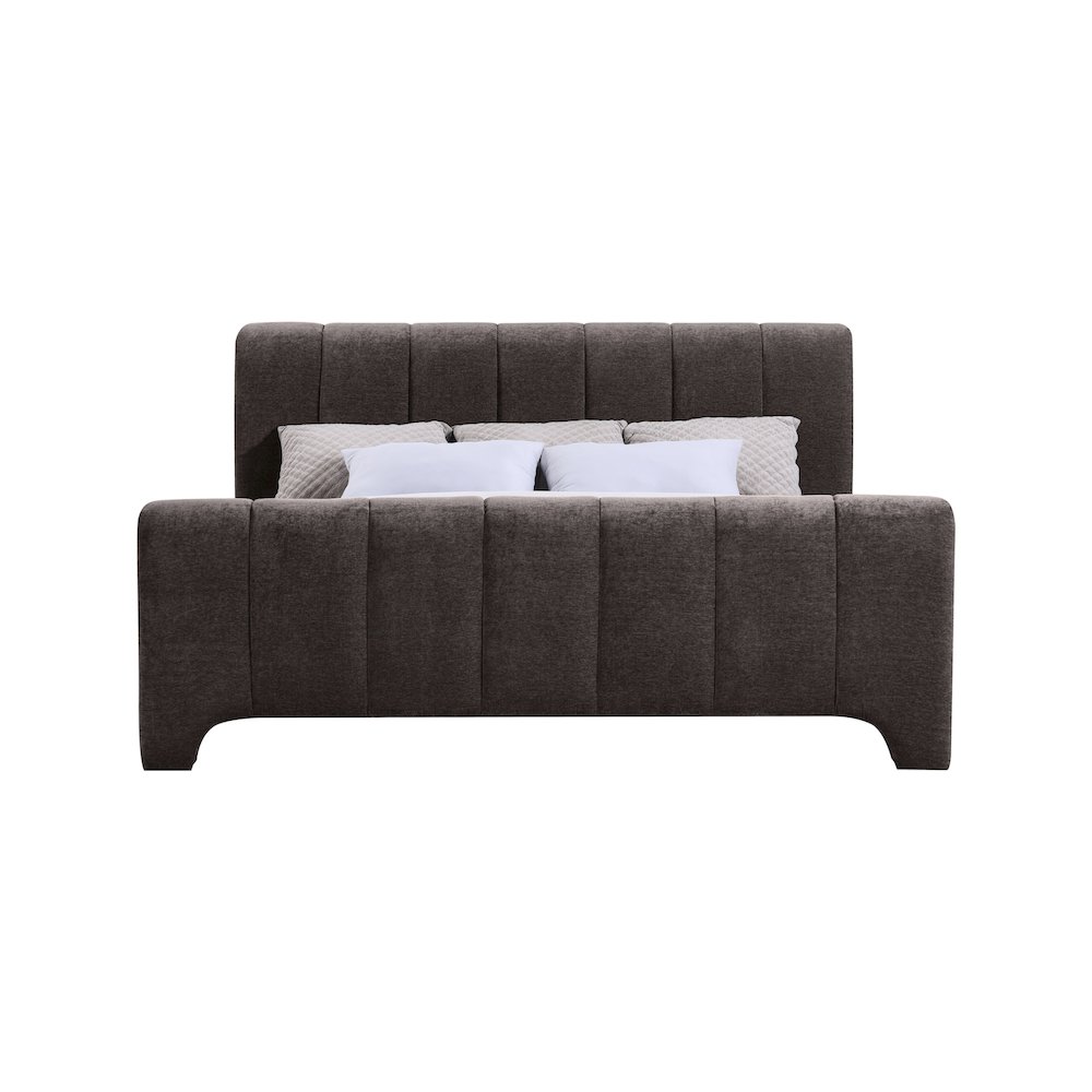 Camila Brown Chenille Fabric Queen Bed. Picture 2
