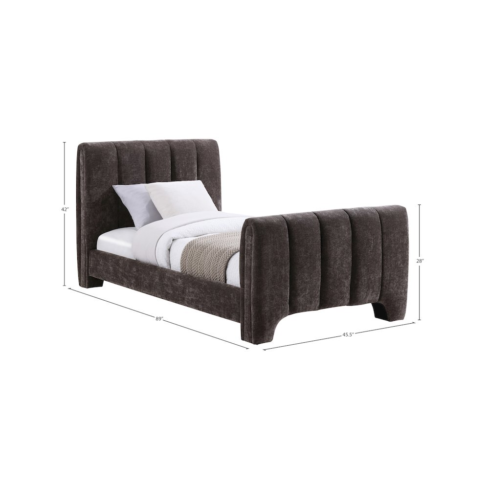 Camila Brown Chenille Fabric Twin Bed. Picture 8