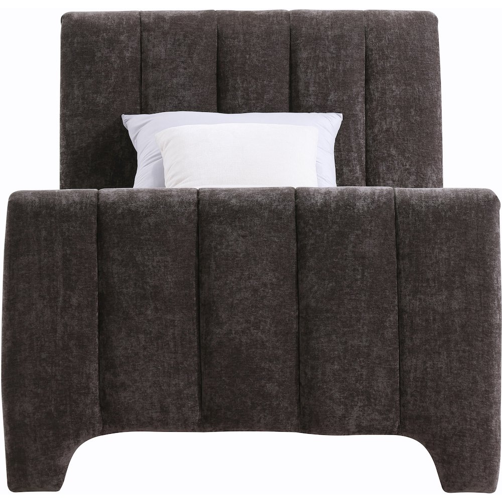 Camila Brown Chenille Fabric Twin Bed. Picture 2