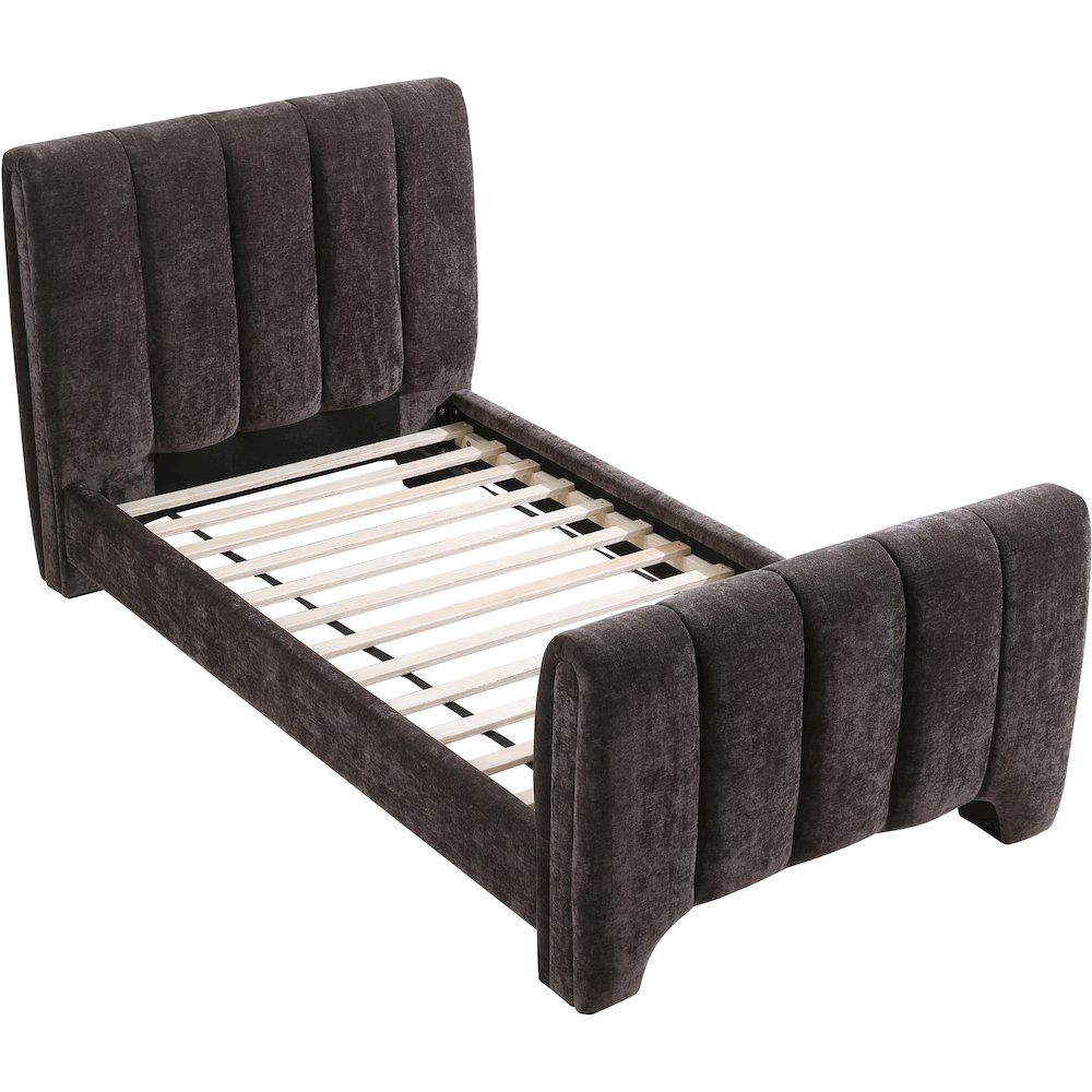 Camila Brown Chenille Fabric Twin Bed. Picture 6