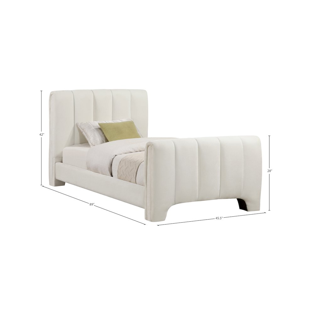 Camila Cream Chenille Fabric Twin Bed. Picture 8